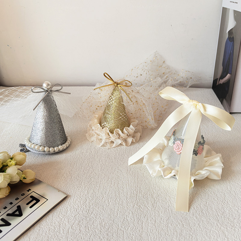 Wholesale Baby's Birthday Party Party Headwear Princess ess Aessories Birthday Hat Hairpin Girl's Bow Lace Veil