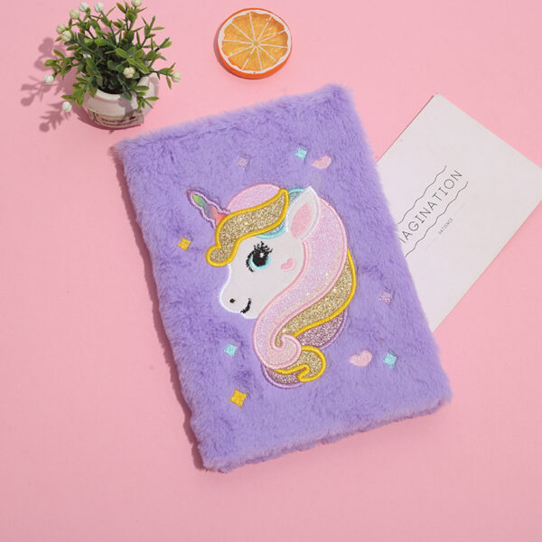 Wholesale Girly Unicorn Notebook eamy Cartoon Plush Notepad