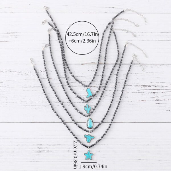 Wholesale New Ins Style Popular Fashion Elegant Black Ball Bead Necklace Women's Cowboy Boots Bull Head Five-Pointed Star Jewelry