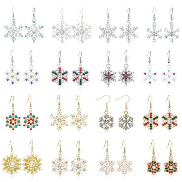Wholesale Alloy diamond snowflake earrings
