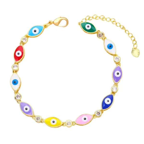 Wholesale Boho Style Evil Eye Bracelet Color Dripping Eye Copper Bracelet Female Wholesale