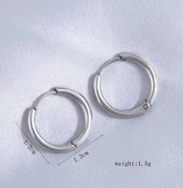 Wholesale 304 Stainless Steel Stainless Steel Round Simple Style Silver Hoop Earrings
