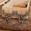 Wholesale Cross-border independent station vintage western style plush cow head leopard print stickers leather metal alloy earrings in stock