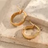 Wholesale Popular DIY Jewelry 201 Stainless Steel Water Plating Pattern Hoop Earrings Round Design Polished Finish