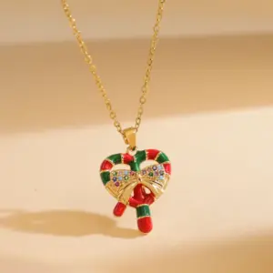 Xl2748 Christmas Love Candy Necklace / Gold