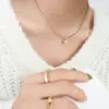 Wholesale PVD Coated Real Gold Plated 18K Gold Geometric 304 Stainless Steel Fashion Waterproof Non Tarnish 304 Stainless Steel Necklace