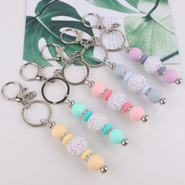 Wholesale New Bling Bead Tassel Keychain Personalized Pendant Key Ring Bag Pendant Pendant Silicone Keychain