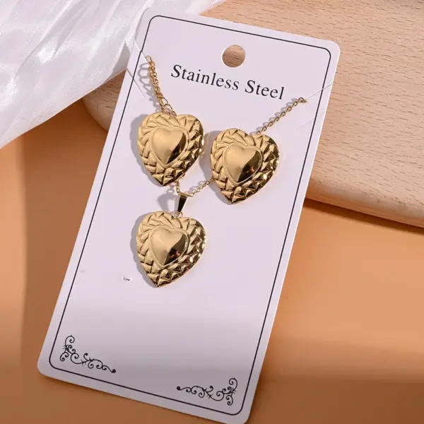 Wholesale Electroplating Golden Plated Sunflower Red Heart 304 Stainless Steel Casual Elegant Handmade Polishing Plating Jewelry Set