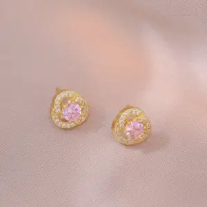 E1111 Pink Flower Earrings