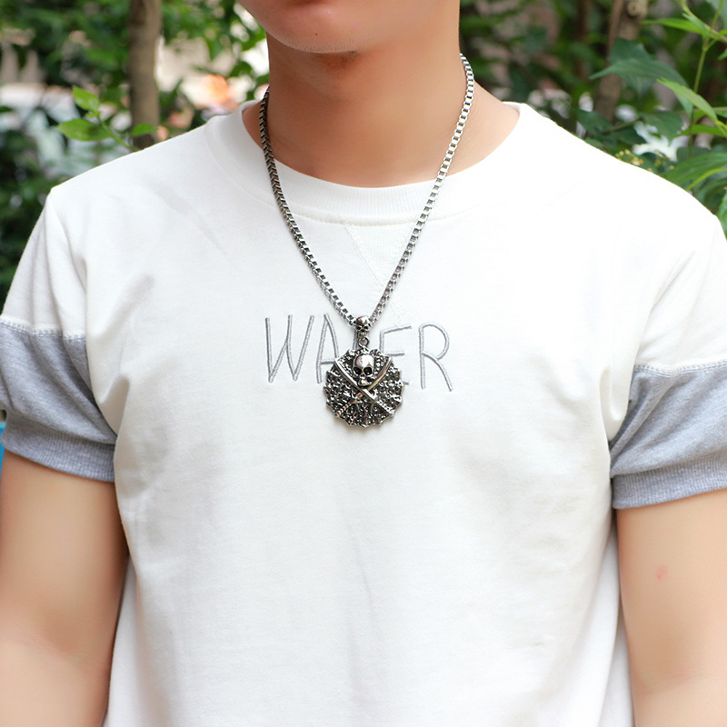 Wholesale European and American Cross-Border Jewelry Pendant Necklace Men's Exotic Metal Necklace Versatile Personality