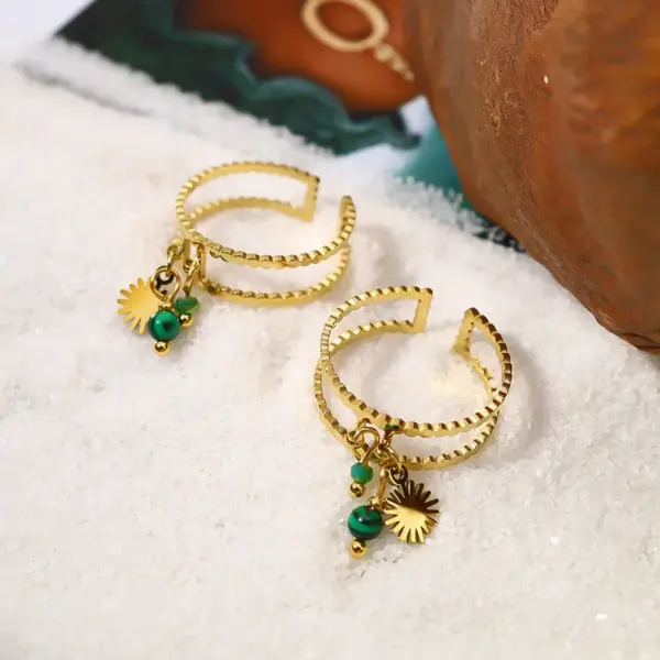 PVD Coated Real Gold Plated Solid Color Stainless Steel Luxurious Waterproof Non Tarnish Open Rings