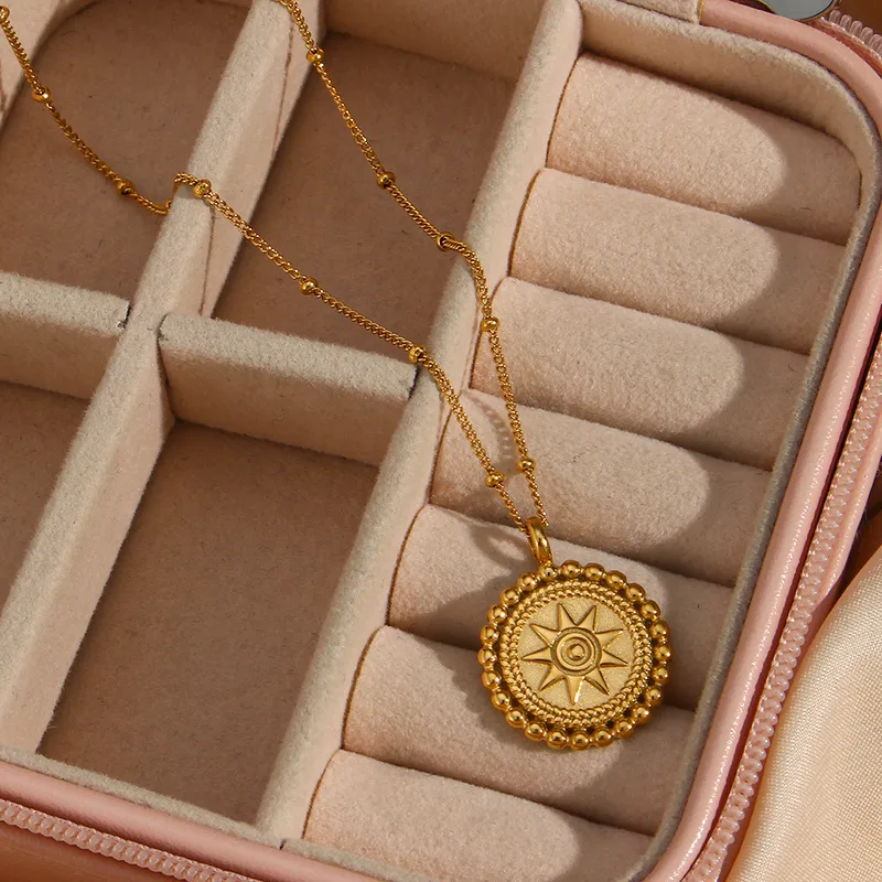 Wholesale PVD Coated Real Gold Plated 18K Gold Geometric 304 Stainless Steel Fashion Waterproof Non Tarnish 304 Stainless Steel Necklace