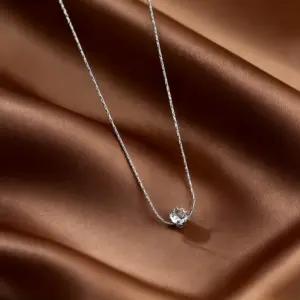 X0190-Round Diamond-Necklace-Steel Color