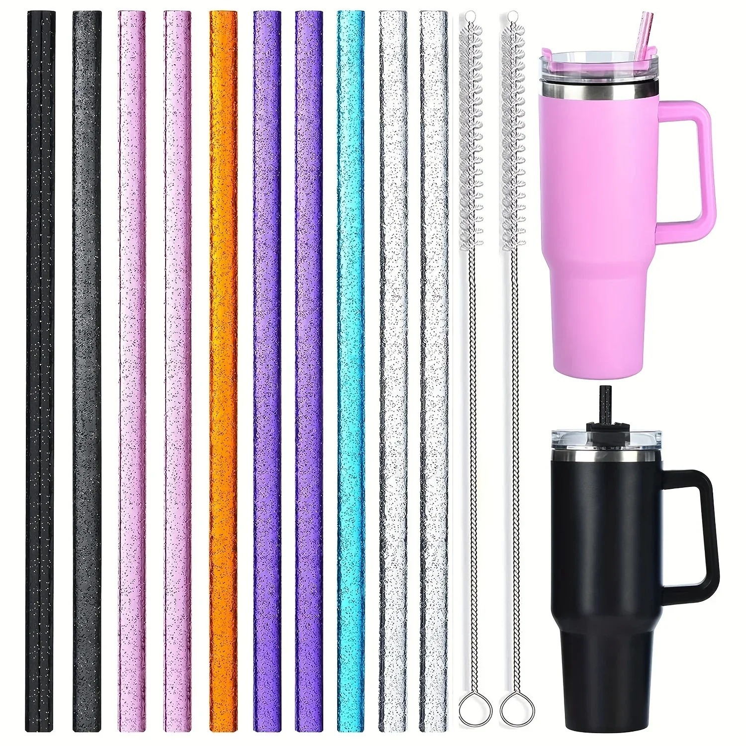 Wholesale Cross-border mug ice c multi-color glitter universal straw aessories suit with straw brush personality