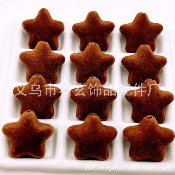 Wholesale Flocked Five-Pointed Star 23*23mm DIY Christmas Series Beades