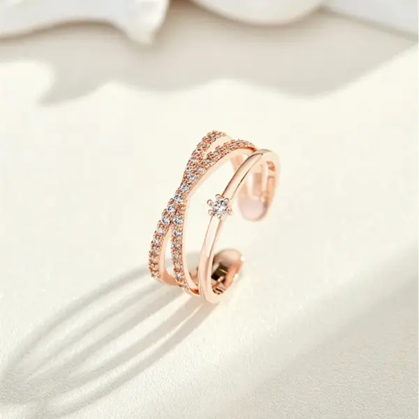 Wholesale Fashion Geometric Copper Plating Zircon Open Ring