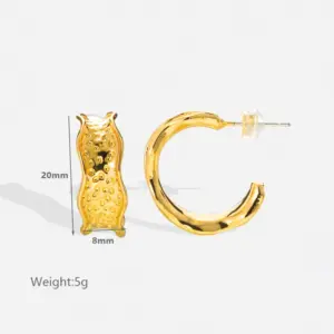 Wholesale PVD Coated Real Gold Plated 18K Gold C Shape 304 Stainless Steel Vintage Style Exaggerated Simple Style Waterproof Non Tarnish Earrings