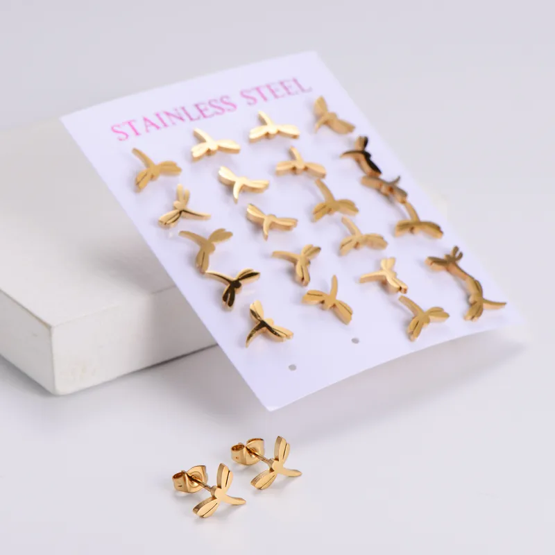 Wholesale 1 Set Simple Style agoy Plating Stainless Steel Ear Studs