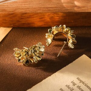 Wholesale Vintage Metal C Hoop Flower Earrings