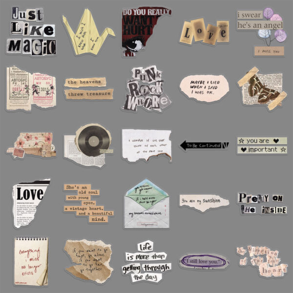 Wholesale 50pcs Transparent Fragment Stickers, Waterproof Decorative DIY Stickers