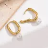 Wholesale PVD Coated Real Gold Plated 14K Gold U Shape 304 Stainless Steel Elegant Vintage Style Waterproof Non Tarnish 304 Stainless Steel Earrings