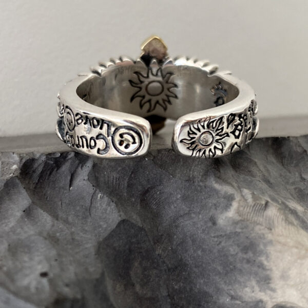 Wholesale Chiba Original Retro S925 Thai Sier Wings Cross Graiti Letter Open Ring Domineering Personalized Men's Ring