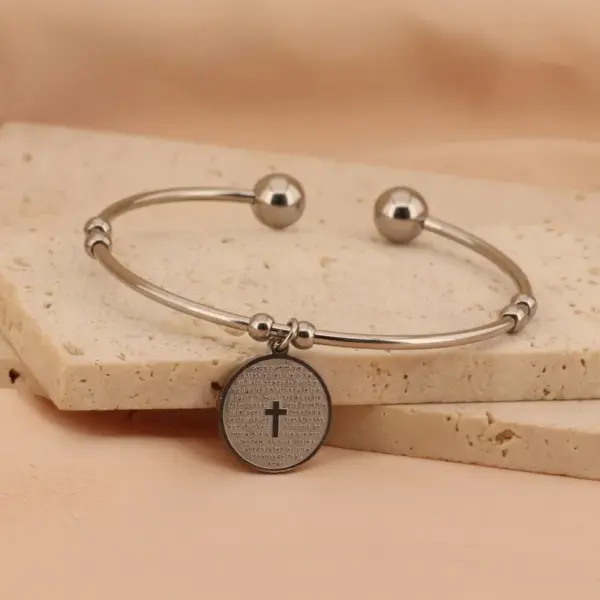 Wholesale PVD Coated 18K Gold Plated Cross Stainless Steel Basic Streetwear Waterproof Non Tarnish Bangle