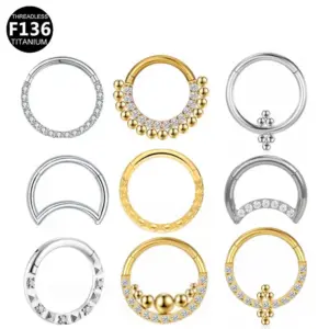 Wholesale 1 Piece Nose Rings & Studs Princess Sexy Pastoral Round Pure Titanium Plating Inlay Zircon White Gold Plated Gold Plated Nose Rings & Studs Nose Pin