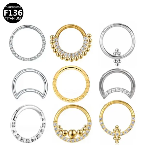 Wholesale 1 Piece Nose Rings & Studs Princess Sexy Pastoral Round Pure Titanium Plating Inlay Zircon White Gold Plated Gold Plated Nose Rings & Studs Nose Pin