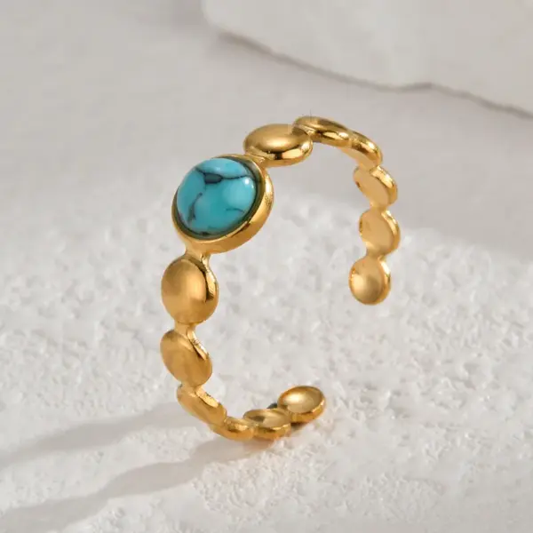 Wholesale 201 Stainless Steel Glittery PVD Coated Stone-Free 18K Real Gold Plated Elegant Waterproof Non Tarnish Plating Gold Rings