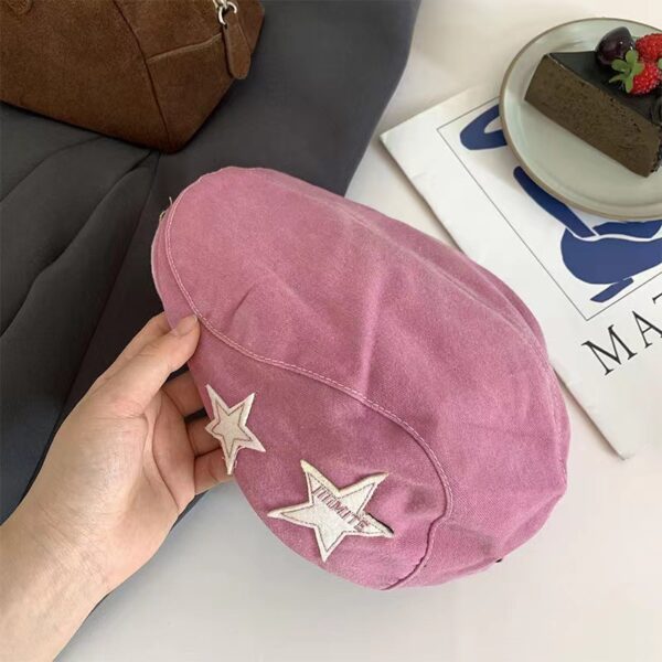 Wholesale Autumn and Winter New American Style Retro Star Forward Hat Women's Casual Simple All-match Face Shown Small Beret Painter Hat