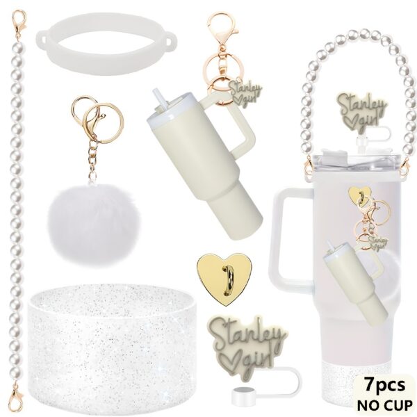 Wholesale Stanley Cup Decorative Straw Cap Cup Set Cup Chain Ins Colorful Fur Ball Mini Stanley Cup Tumbler Pendant