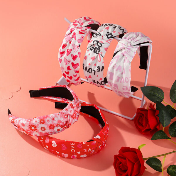 Wholesale Valentine's Day Love Fabric Pink Y2k Headband High Heels Pattern
