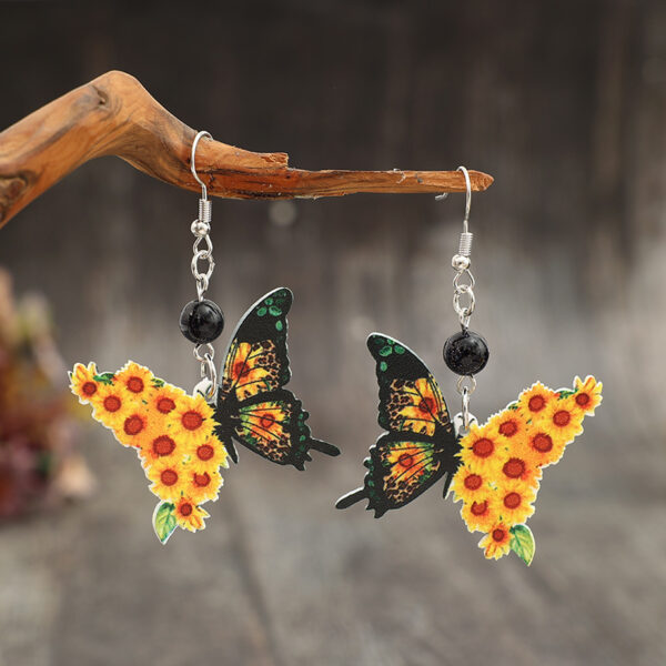 oly-9d1d0cb6ae827aba729932fd56e5e655 Wholesale Butterfly Print Sunflower Acrylic Holiday Earrings