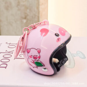 6.5cm large helmet-pink pig / With lobster clasp