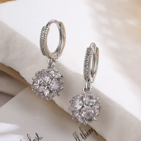 Wholesale 1 Pair Simple Style Commute Round Plating Inlay Copper Zircon 18k Gold Plated Drop Earrings