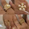Wholesale New Stylish Wide Face Ring 316 Stainless Steel Sold Well Floral Exaggerated Design Fashionable Women's Jewelry Accessory