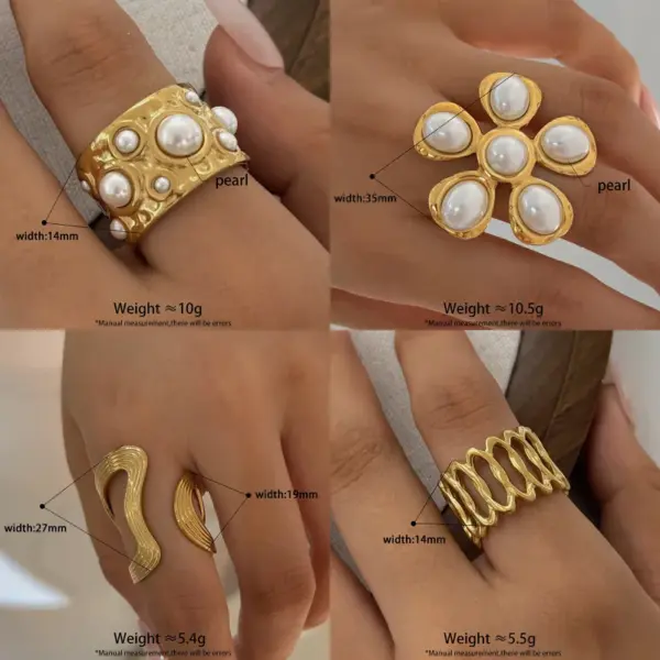 Wholesale New Stylish Wide Face Ring 316 Stainless Steel Sold Well Floral Exaggerated Design Fashionable Women's Jewelry Accessory