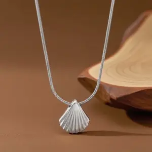 X06069-Shell-Necklace-Steel Color