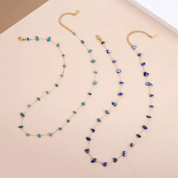 Wholesale Elegant Devil's Eye Stainless Steel Natural Stone Plating Necklace