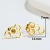 Wholesale PVD Coated 18K Gold Real Gold Plated Honeycomb 304 Stainless Steel Fashion Waterproof Non Tarnish Ear Studs