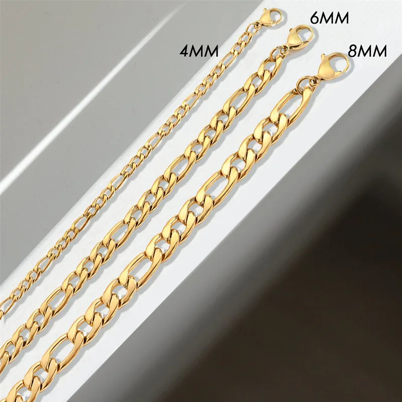 Wholesale PVD Coated Real Gold Plated Geometric 304 Stainless Steel Hip-Hop Waterproof Non Tarnish 304 Stainless Steel Chain Bracelet