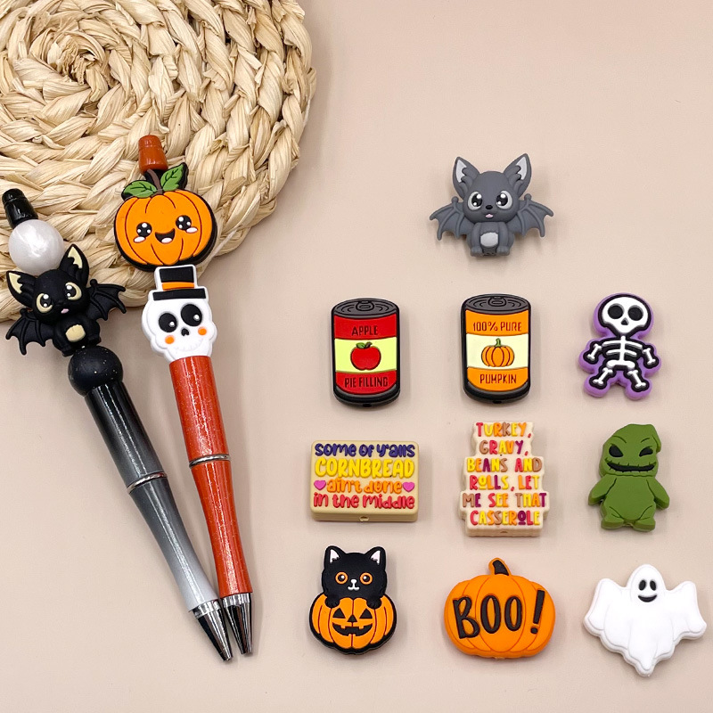 Wholesale Factory Direct Sales in Stock pular Food Grade Silicone Glue Pumpkin Beads Teether Burnt Beads New