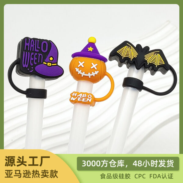 oly-9d32e9039119a7badc5a62a0eca3c96d Wholesale New Christmas style straw cover stanley silicone plug straw cap food grade silicone straw cover