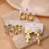 1 Pair/Package Casual Modern Style Flower Polishing Plating 201 Stainless Steel 18K Gold Plated Earrings