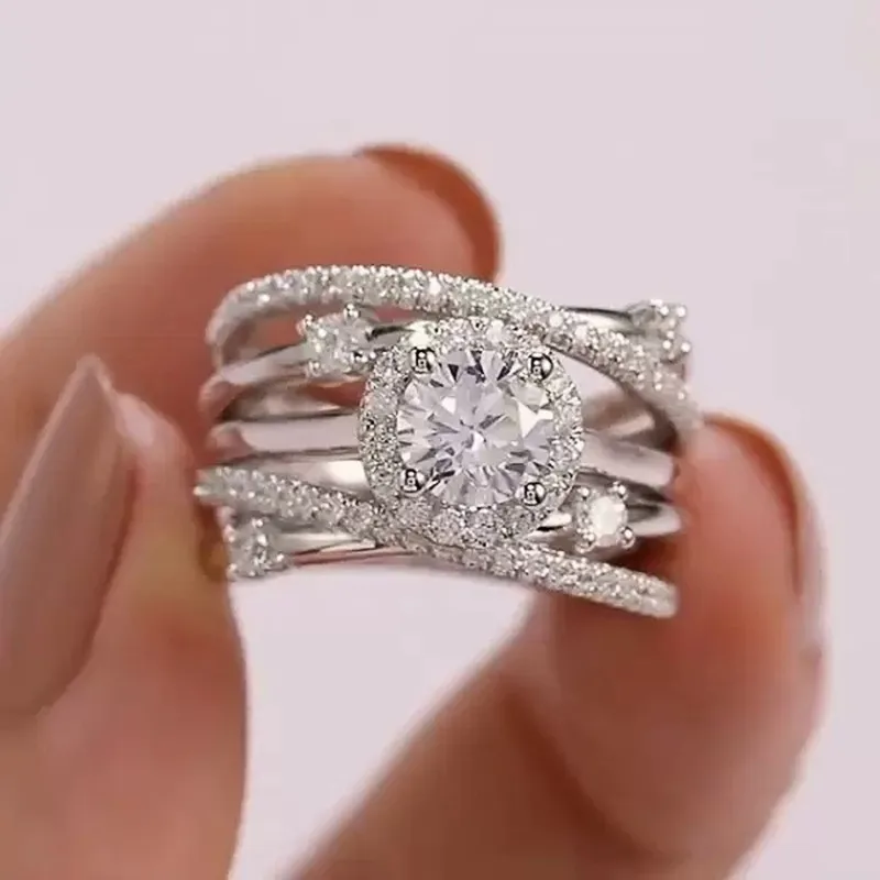 Wholesale Accessories Fashion Multi-circle Winding Inlaid Zircon Copper Ring