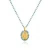 Wholesale Copper 18K Gold Plated Ethnic Style Inlaid Crystal Geometric Copper Zircon Necklace