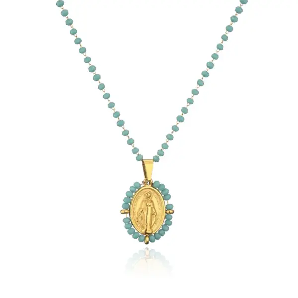 Wholesale Copper 18K Gold Plated Ethnic Style Inlaid Crystal Geometric Copper Zircon Necklace
