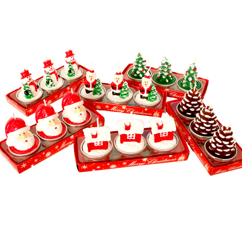 Wholesale Christmas Candle Set Old Man Tree Snowman Carnival Romantic Ornament Christmas Small Candle Lamp Gift Gift