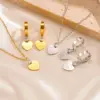 Wholesale 304 Stainless Steel Heart Shape PVD Coated Zircon 18K Real Gold Plated Simple Style Classic Style Waterproof Non Tarnish Plating Gold Jewelry Set